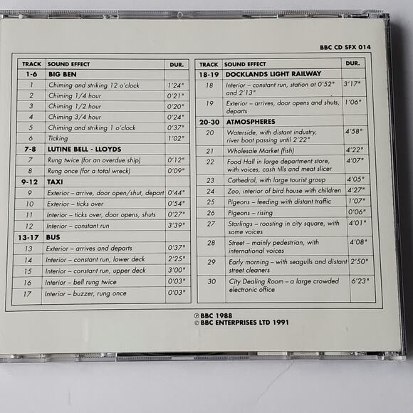 BBC Sound Effects Library International Disc 14 Cities CD 1991 - Picture 2 of 3